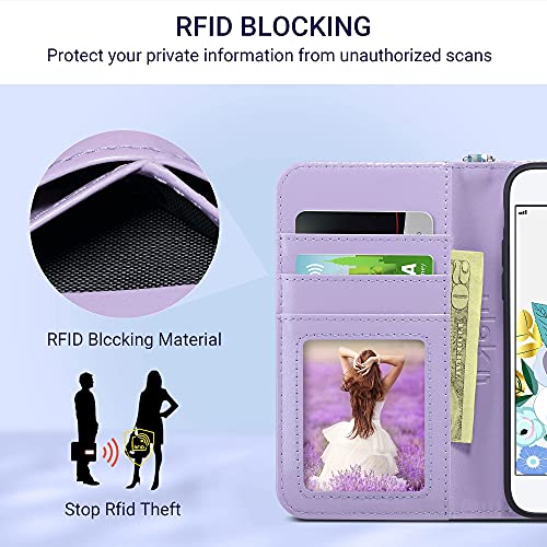 ULAK for iPhone SE 3(2022)/SE(2020)/8/7 Wallet Case with Card Holder, Premium Floral PU Leather Flip Case with Kickstand Card Slots,Wrist Strap, Durable Shockproof Cover 4.7 Inch, Blossom | Premium PU Leather Flip Case with Kickstand Card Slots,RFID Block