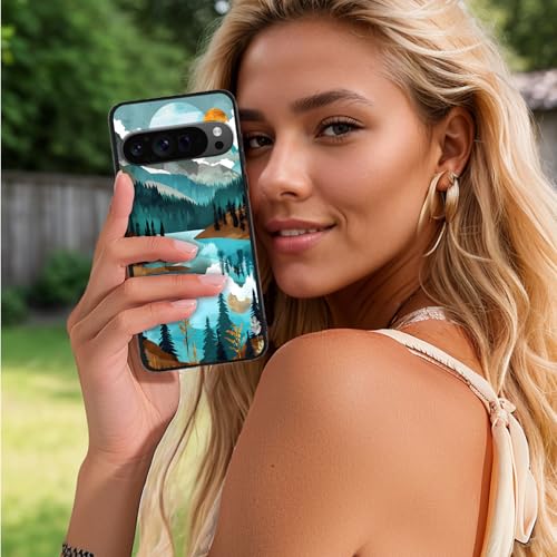 for Google Pixel 9 Pro XL Phone Case TPU Shockproof Full Body Protection Cover 6.8" Mountain Lake for Pixel 9 Pro XL Lightweight Compatible Wireless Charging Screen Protector Film - color: Mountain Lake