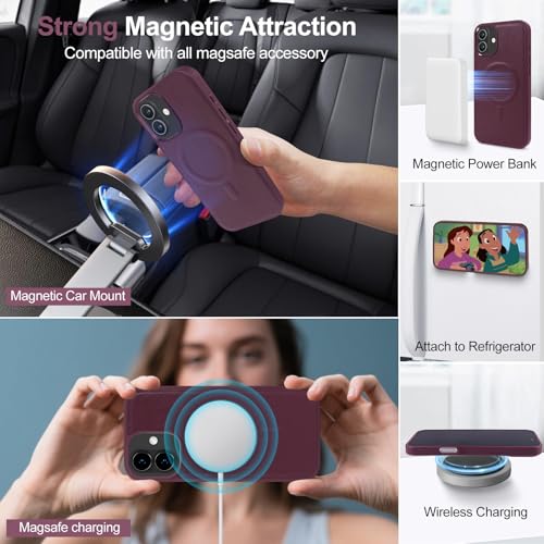 Harryshell 2 in 1 for iPhone 17 6.3 inch Wallet Case Magnetic Compatible with Magsafe RFID Blocking Card Holder Detachable Phone Cover Zipper Purse Kickstand Wrist Strap Men Women Quilted Burgundy - color: Quilted Burgundy, size: iPhone 17