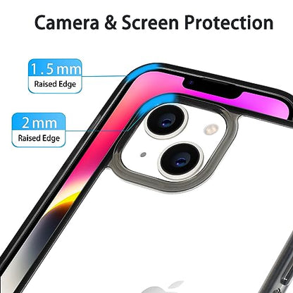 JJGoo Compatiable with iPhone 14 Case Clear, Transparent Shockproof Phone Case, Slim Anti-Scratch Hard PC Back Protective Cover Bumper, Transparent Black - color: Transparent Black