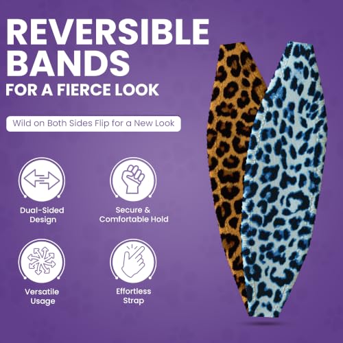 Switchbands Animal Phone Grip Strap 2 Pack – Reversible Elastic Strap, Adhesive-Free, Arthritis Friendly, Anti-Theft Protection, Wireless Charging Compatible, Universal Fit – Blue & Gold Cheetah - color: Blue & Gold Cheetah, size: Pack of 2