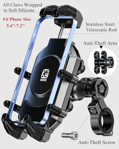 BRCOVAN Anti-Theft Motorcycle Phone Mount Holder with Vibration Dampener
