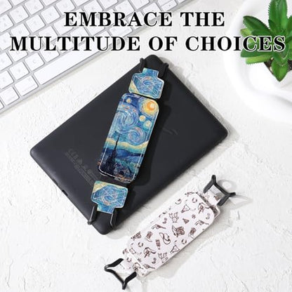 Hand Strap Holder for Kindle - Finger Grip for 6-7.5" Paperwhite 12th/11th Generation/Kobo/Lenovo/Sony Ereaders E-Book Tablet Starry Night Blue High Elasticity Reading Accessories - color: B-Starry Night Blue