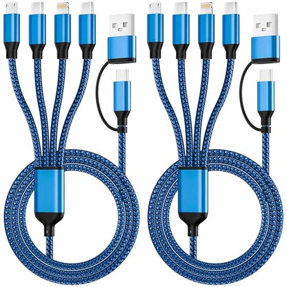 4 in 2 Multi Charging Cable, USBA/C Universal Charging Cords 2 Pack 5FT - color: Dark Blue