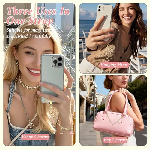 Phone Wrist Strap Phone Charm Strap Phone Chain Wristlet Removable Hanging Ornaments Tether Tab Adjustable length - color: Cherry Bow Love