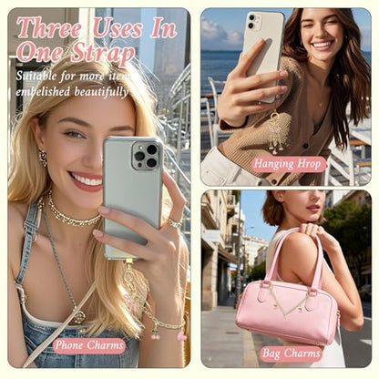 Phone Wrist Strap Phone Charm Strap Phone Chain Wristlet Removable Hanging Ornaments Tether Tab Adjustable length - color: Cherry Bow Love
