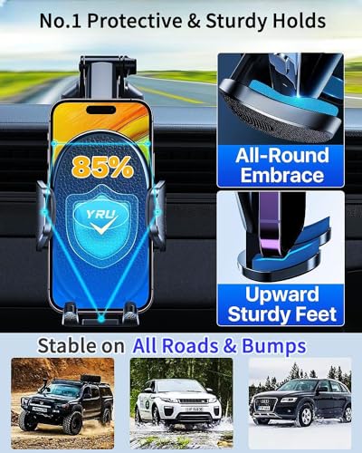 YRU True Military-Grade 360°Rotation Suction 2026 Ultimate Car Phone Holder