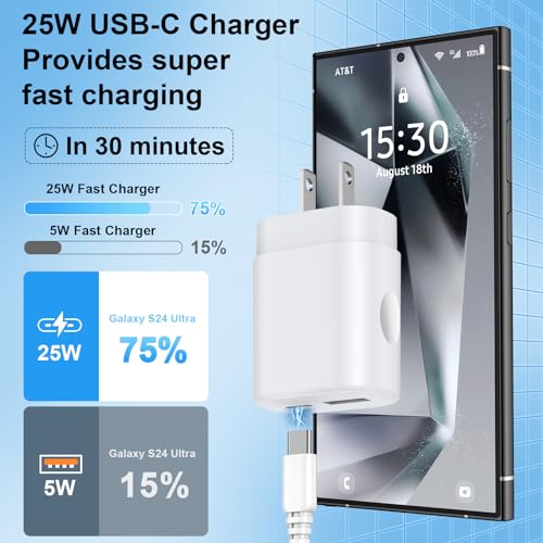 Samsung 25W Charger Super Fast Charging Block for Galaxy A16 5G A17 A37 A57 - color: White