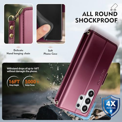 for Samsung Galaxy S26 Ultra Wallet Case with Card Holder RFID Blocking PU Leather Zipper Phone Case Flip Folio Protective Cover Wrist Strap Credit Card Slots Kickstand Men Women,Wine Red - color: Wine Red, size: Samsung Galaxy S26 Ultra - 6.9"