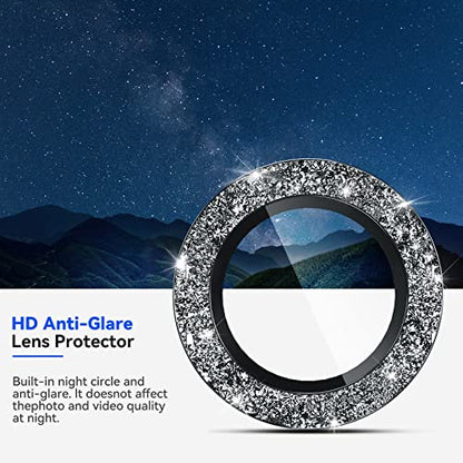 CloudValley [3 Pcs] for Samsung Galaxy S24 / S23 Plus Camera Lens Protector, 9H Tempered Glass + Aluminum Alloy Metal Individual Lens Screen Protective Ring for S23+ 5G 2023, Glitter Black - color: Glitter Black