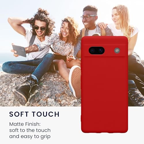 kwmobile Case Compatible with Google Pixel 7a Case - Protective Slim TPU Phone Cover - Soft Matte Finish - Classic Red - color: Classic Red