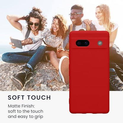 kwmobile Case Compatible with Google Pixel 7a Case - Protective Slim TPU Phone Cover - Soft Matte Finish - Classic Red - color: Classic Red