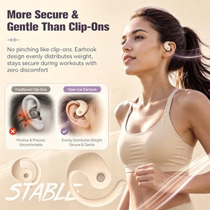 Xmenha Over The Ear Earbuds Open Ear Headphones Over The Ear Headphones - color: Nude, style: Normal