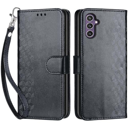 Wallet Case for Samsung Galaxy S23 FE, Black Cube | Women Flip Folio Cover, Embossed PU Leather, Stand, Credit Card Holders Slots, Wrist Strap - color: 1