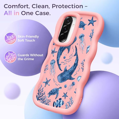for Galaxy A36 Phone Case, Wavy Soft TPU, Pink-Marine | Wavy Frame Design, Soft Slim TPU, Full Camera Lens Protection, Shockproof Phone Cover - color: Pink-Marine, size: Samsung A36