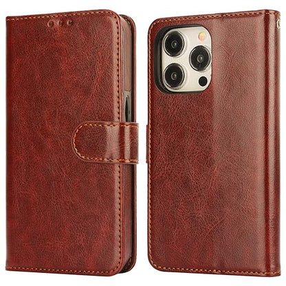 Bocasal Detachable Wallet Case Card Holder for iPhone 15 Pro, Brown | RFID Blocking Kickstand Card Slots Holder PU Leather Magnetic Shockproof Wrist Strap Removable Flip Protective Cover 6.1 inch - color: Brown