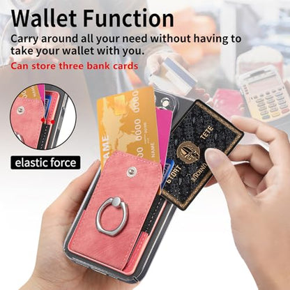 Card Holder for Phone Case, cell phone adhesive card holders,Pink