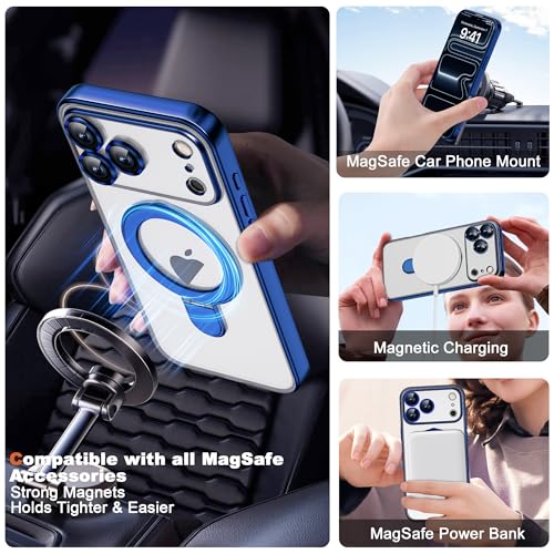 Plating Clear Phone Case for iPhone 17 Pro with Stand 6.3", Blue - color: Blue, size: Iphone 17 Pro