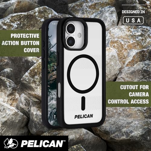 Pelican Protector iPhone 17 Case with Camera Stand - Clear | Rugged MagSafe Phone Case with 16ft Military-Grade Drop Protection - Heavy Duty Magnetic Phone Cover for iPhone 17 - color: Clear - Stand, style: iPhone 17