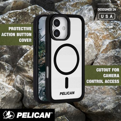 Pelican Protector iPhone 17 Case with Camera Stand - Clear | Rugged MagSafe Phone Case with 16ft Military-Grade Drop Protection - Heavy Duty Magnetic Phone Cover for iPhone 17 - color: Clear - Stand, style: iPhone 17