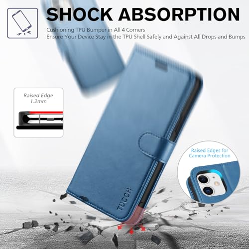 TUCCH Case Wallet for iPhone 11 (6.1") 2019, RFID Blocking Folio, Lake Blue | 3 Card Holders, Kickstand, PU Leather, Magnetic Closure, Shockproof TPU Shell, Protective Flip Cover - color: Lake Blue