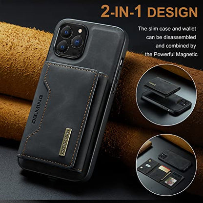 Leather Wallet Phone Cases Compatible with iPhone 14 Pro Max Case with Card Holder Men 6.7'' 2 in 1 Detachable Back Cover (Black,IP 14 Pro Max) - color: Black, size: IP 14 Pro Max