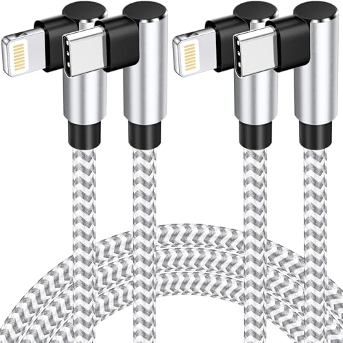 90 Degree iphone Charger MFi-Certified, USB-C to Lightning Cable 10ft 2Pack - size: 10FT