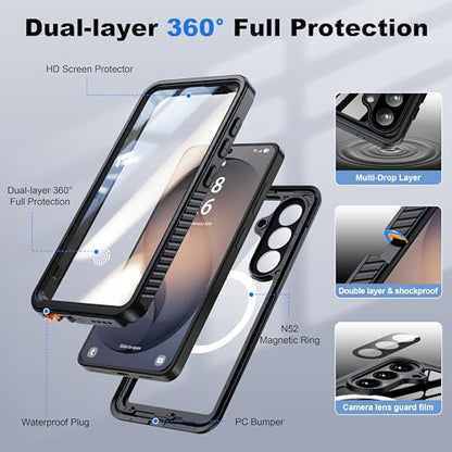 ANTSHARE for Samsung Galaxy S26 Case IP68 Waterproof, Black/Clear - color: Black/Clear, size: S26