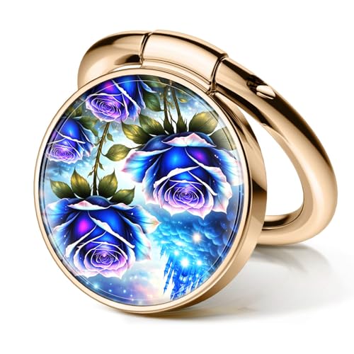 Cell Phone Ring Holder, Cute Metal Phone Grip Stand Finger Ring Kickstand, Flexible 360°Rotation Phone Tablet Case Accessories Compatible with Most Phones Blue Roses Castle - color: Blue Roses Castle