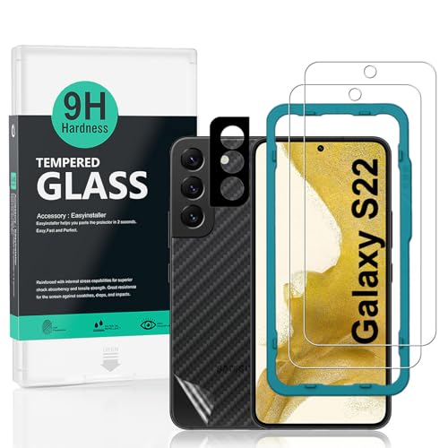 Ibywind for SamSung Galaxy S22 5G Screen Protector,2 Pack,9H Hardness Tempered Glass and Camera Lens Protector,with Alignment Frame,Full Coverage,Bubble Free,Fingerprint Unlock,Scratch Resistant - size: Galaxy S22