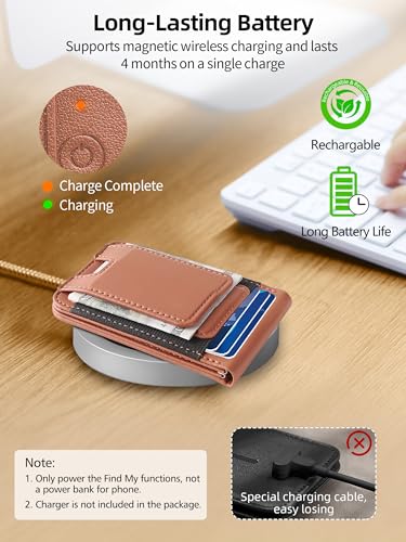 for MagSafe Wallet Tracker with Money Clip, Works with Apple Find My, Brown - color: Brown Find My