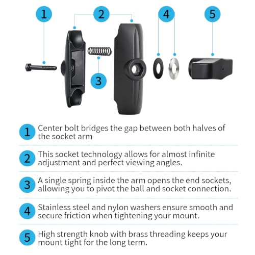 Strg Phone Mount with 7 Holes Drill-Down Round Base and Aluminum Socket Arm - size: Aluminum Alloy Round Base