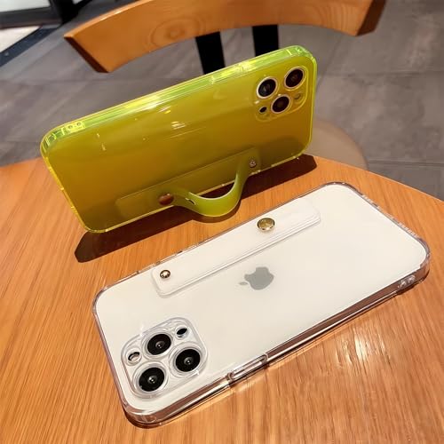 Strap Case for iPhone 12 Pro Max with Stand, HD Clear | Wrist Strap Kickstand, Adjustable Finger Hand Grip Loop, Slim Transparent Anti-Scratch Back, Soft Bumper Phone Cover - color: HD Clear, size: iPhone 12 Pro Max