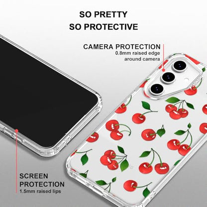 MOSNOVO Case for Samsung Galaxy S24 FE, [Buffertech 6.6ft Military-Grade Drop Protection] [Anti Peel Off Tech] Clear TPU Bumper Phone Case Cover Design - Cute Cherry - color: Clear - Cute Cherry, size: Samsung Galaxy S24 FE