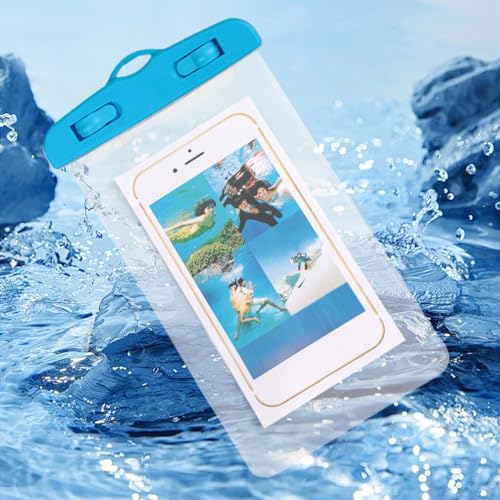 Cell Phone Waterproof Pouch Touchscreen Transparent Phone Bag | Water Play Cellphone Bag for Beach Cruise Vacation Running Camping Swimming Cycling Kayak Diving Travel - color: Blue
