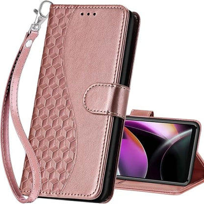 for Motorola Moto G 5G 2022 Wallet case, Rose Gold | 3 Card Holders, Kickstand, Shockproof TPU Shell, PU Leather, Magnetic Closure, Protective Flip Folio Cover, Women - color: 5