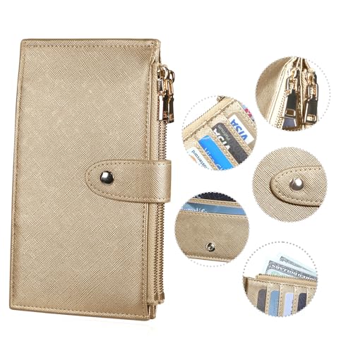 Travelambo RFID Wallet Women Large Size Bifold Multi Card Wallet Case with Zipper Pocke Credit Card Holder for Women - color: Gold Champagne 3310F