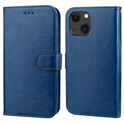 Bocasal Detachable Wallet Case Card Holder for iPhone 13, Blue | RFID Blocking Kickstand Card Slots Holder PU Leather Magnetic Shockproof Wrist Strap Removable Flip Protective Cover 6.1 inch - color: Blue