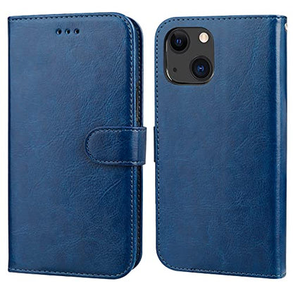 Bocasal Detachable Wallet Case Card Holder for iPhone 13, Blue | RFID Blocking Kickstand Card Slots Holder PU Leather Magnetic Shockproof Wrist Strap Removable Flip Protective Cover 6.1 inch - color: Blue