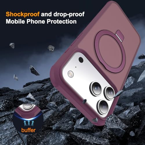 SKYLMW Compatible with iPhone 17 Pro Case with Stand,Wine Red - color: Wine Red, size: iPhone 17 Pro