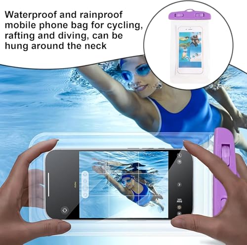 Phone Waterproof Pouch Touchscreen Compatible Cycling Smartphone Bag for Beach Cruise Vacation Swimming Kayaking Diving Travel Purple - color: Purple