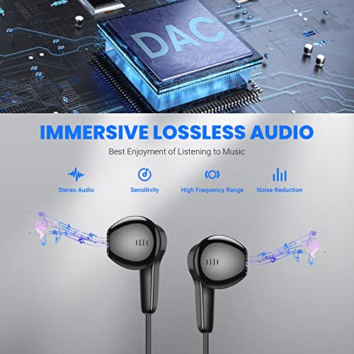 USB C Headphones Wired for Samsung S26 S25 Ultra S24 S23 Fe S22, Black - color: Black