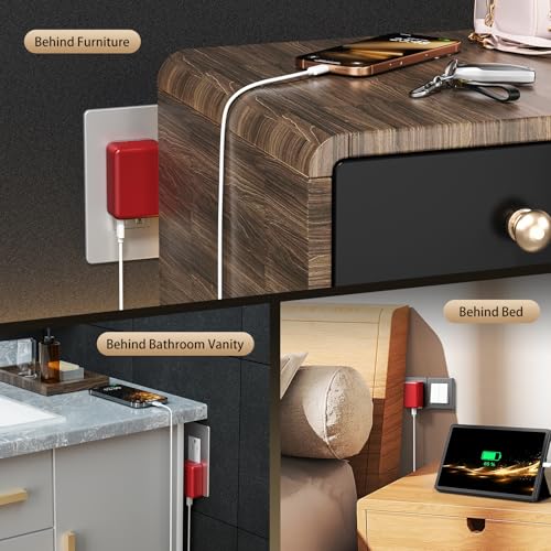 Flat USB C Wall Plug 2Pack 40W Foldable Slim Fast Charging Block - color: Red | 2-Pack | 4-Port