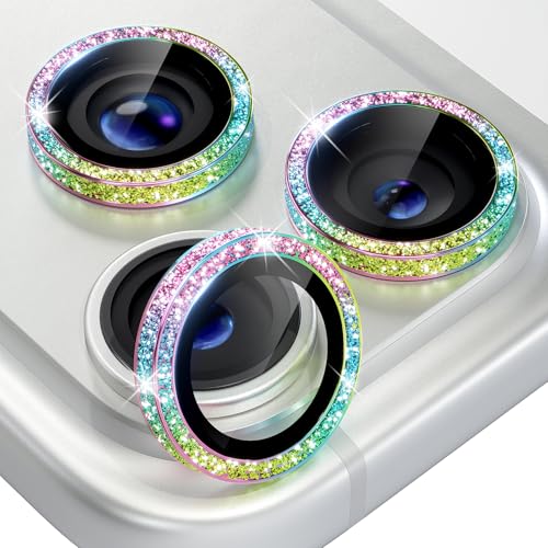 iPhone 17/16/15/14 Pro Max/Pro Camera Lens Protector Glitter - color: Glitter Colorful