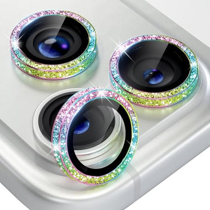 iPhone 17/16/15/14 Pro Max/Pro Camera Lens Protector Glitter - color: Glitter Colorful