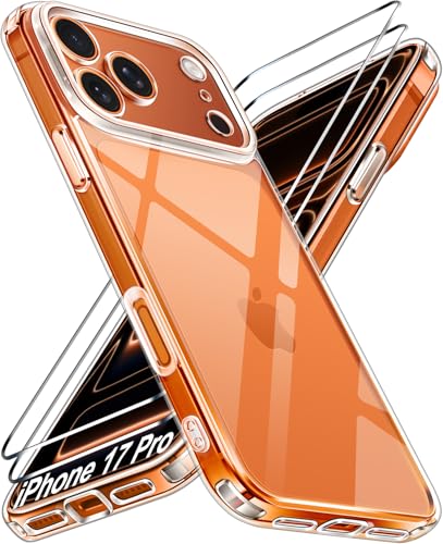 ivoler 3-in-1 Clear Case for iPhone 17 Pro 6.3 inch Phone Case | with 2 Pack Screen Protector Tempered Glass, Military Shockproof Protective Hard Back Slim Bumper Phone Cover - color: Clear, size: For Iphone 17 Pro 6.3 Inch
