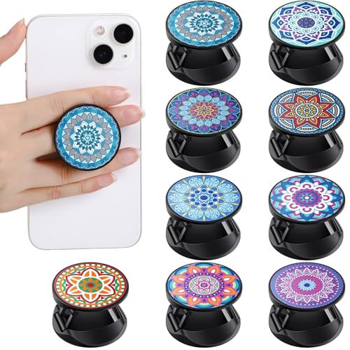 Honoson 9 Pcs Cell Phone Grip Holder Collapsible Holder, Mandala - color: Mandala Pattern