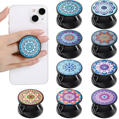 Honoson 9 Pcs Cell Phone Grip Holder Collapsible Holder, Mandala - color: Mandala Pattern