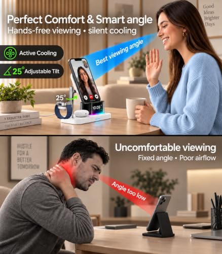 5-in-1 Wireless Charging Station with Alarm Clock for iPhone 18
