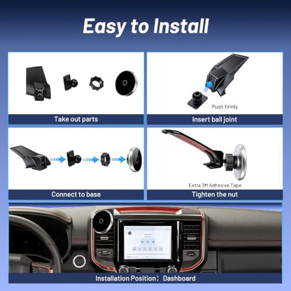 Phone Mount for Dodge Ram 1500(2019-2024, 5" & 8.4" Screen ONLY),15W Wireless Charger,Magnetic Phone Holder,Dashboard Car Holder,360°,Hands-Free,Truck Driver Essentials(Not for Column Shifter) - size: Dodge Ram 1500/2500/3500 | 2019-2024